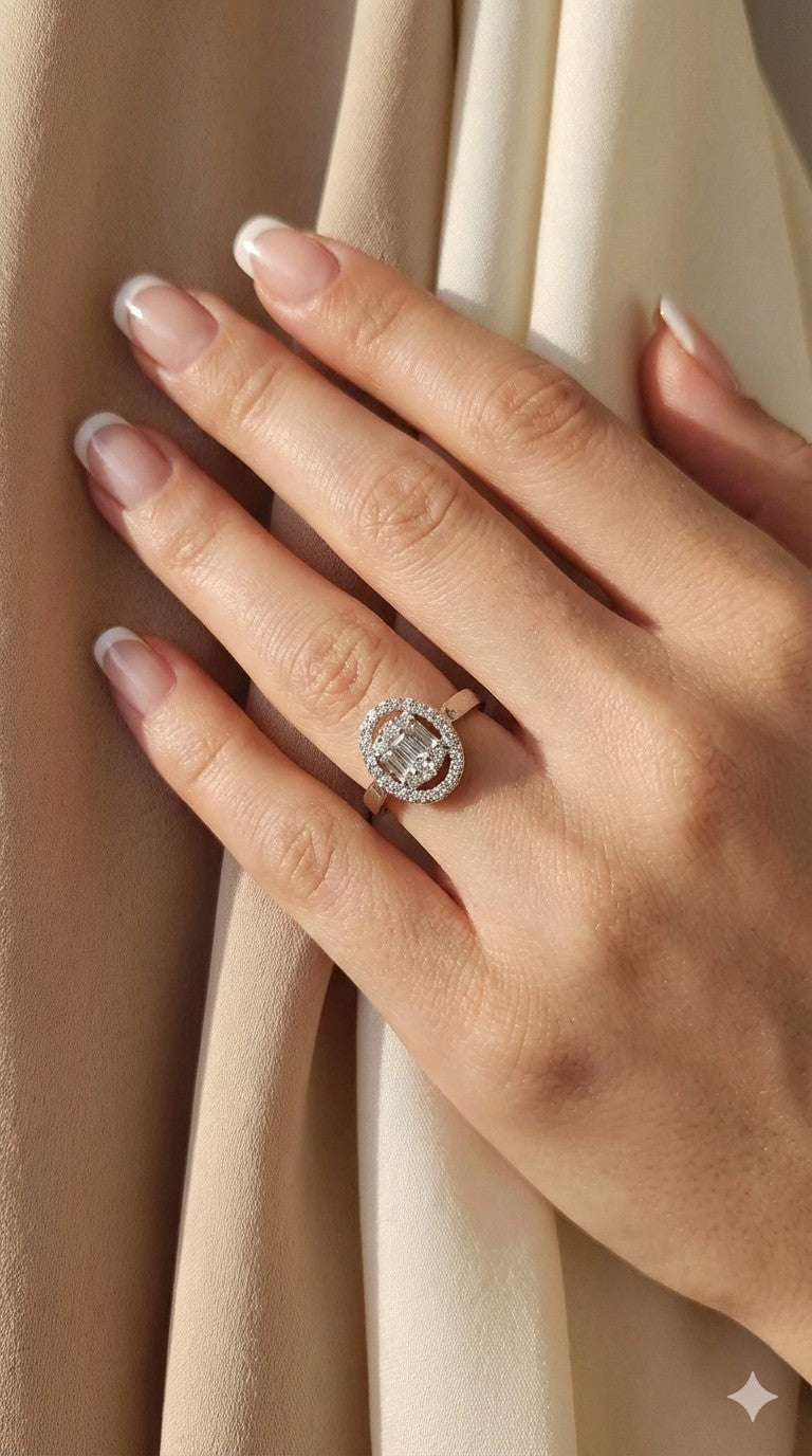 ZEO'US Ayarlanabilir Radiant Baguette Yüzük