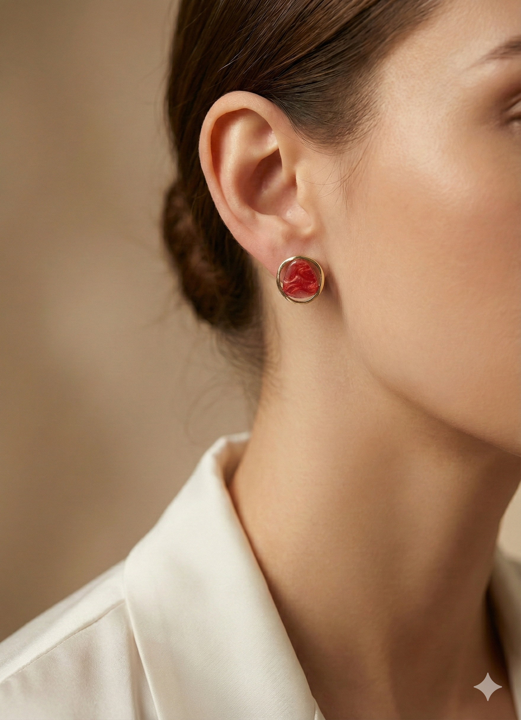 ZEOU’S RAVIA Yuvarlak Taş Küpe