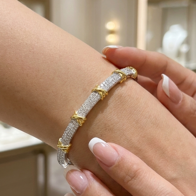 ZEOU’S AUREX Altın Detaylı Taşlı Bileklik