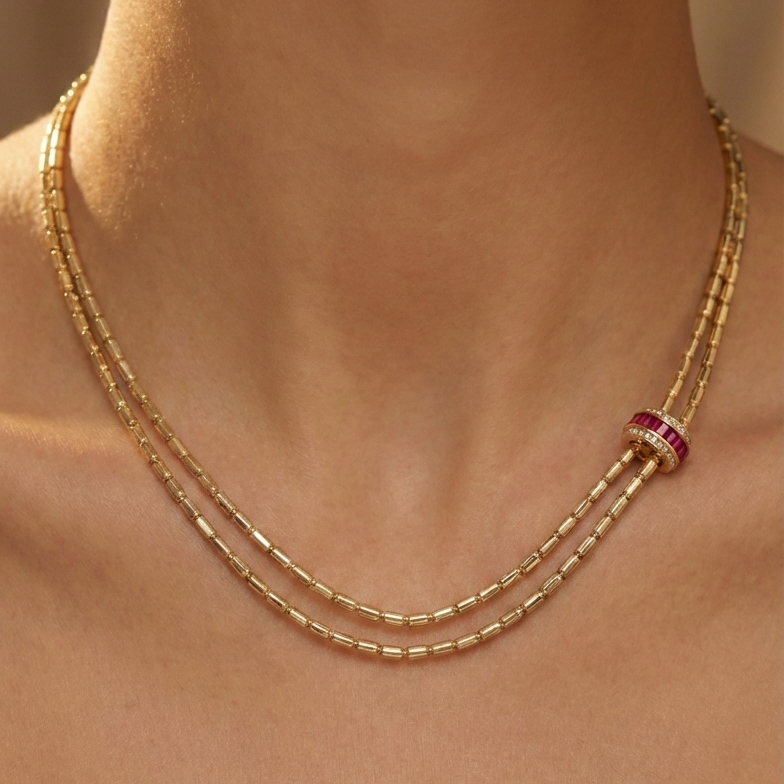 ZEO'US Ruby Orbit Kolye