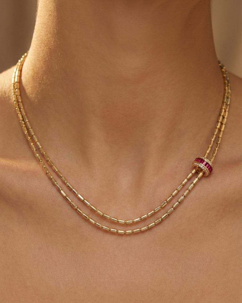 ZEO'US Ruby Orbit Kolye