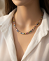 Prisma-Eternity-Choker-renkli-baget-tasli-kolye-beyaz-gomlek-manken