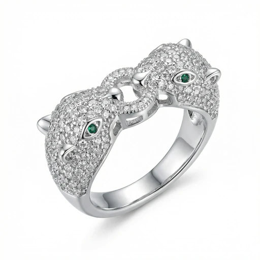 Zeo'us Wild Elegance – Panther Detaylı Taşlı Yüzük
