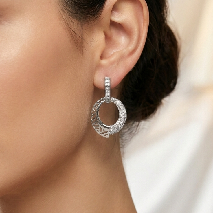 ZEO'US Silver Glint Hoops