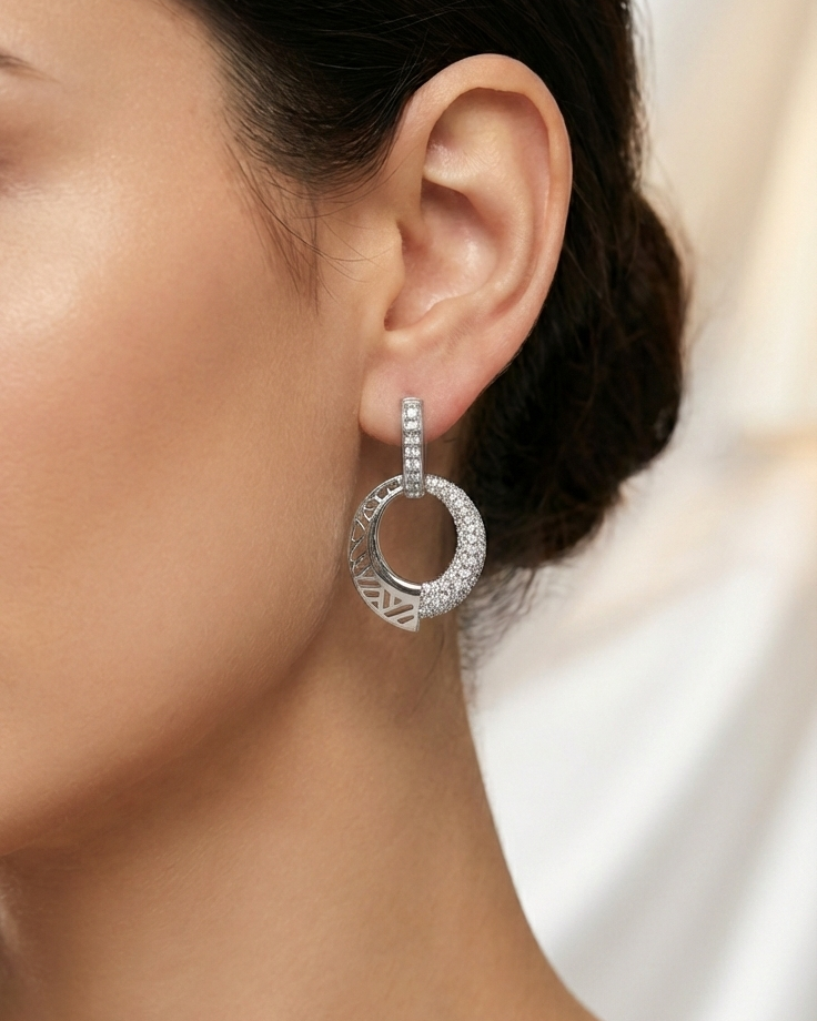 ZEO'US Silver Glint Hoops