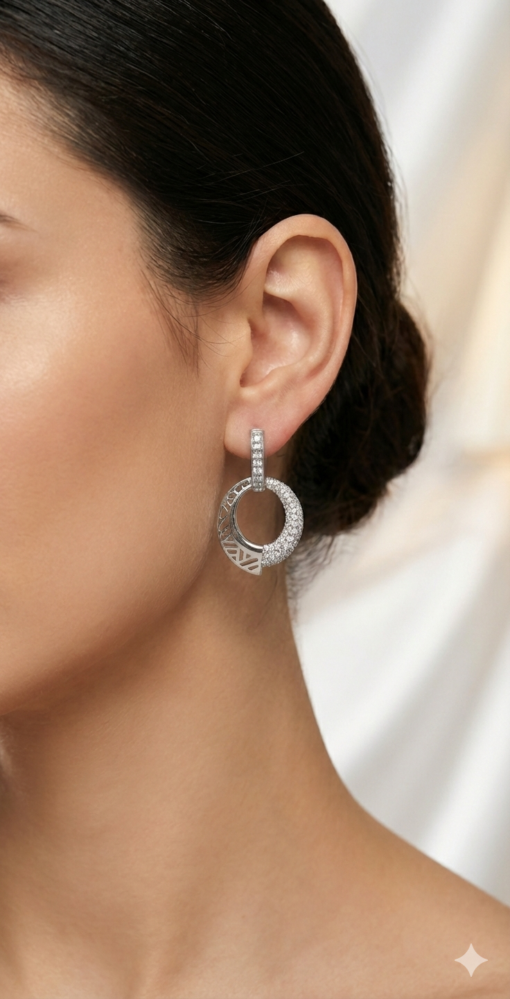 ZEO'US Silver Glint Hoops